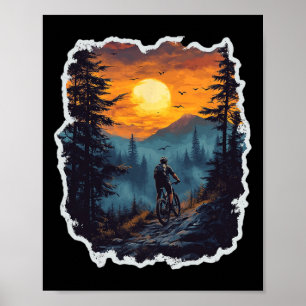 Poster Ciclismo de Montanha Trilha da Meia-Noite Floresta