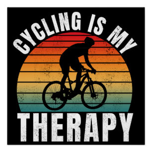 Pôster Ciclismo é minha terapia Tipografia Vintage Engraç