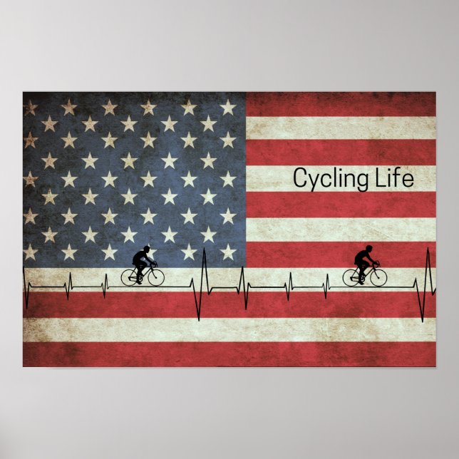Poster Ciclismo, Estrelas e Stripes (Frente)