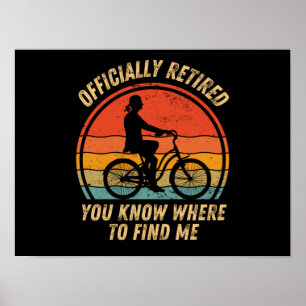 Poster Ciclista aposentada engraçada amantes de biciclet