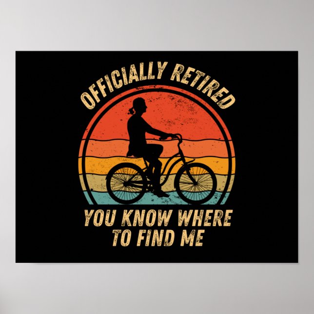 Poster Ciclista aposentada engraçada amantes de bicicleta (Frente)