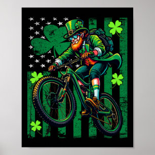 Poster Ciclista de Mountain Bike Dia de São Patrício Amer