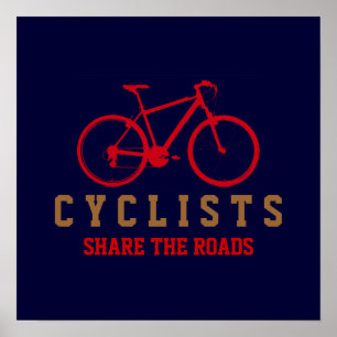 Poster ciclistas do respeito, pedaling
