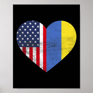 Poster Cidadania Dupla EUA Ucrânia Coração Americano Ucra