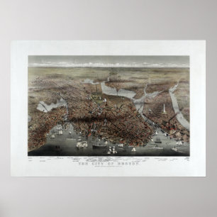 Pôster Cidade 1873 de Boston, opinião panorâmico de olh