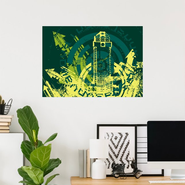 Poster Cidade Abstrata Cyberpunk Y2K Grunge Urbana (Criador carregado)