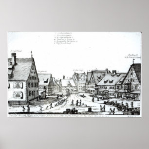 Pôster Cidade alemão do mercado, 1704