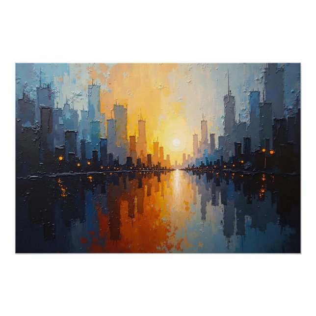 Pôster Cidade ao pôr do sol (Frente)