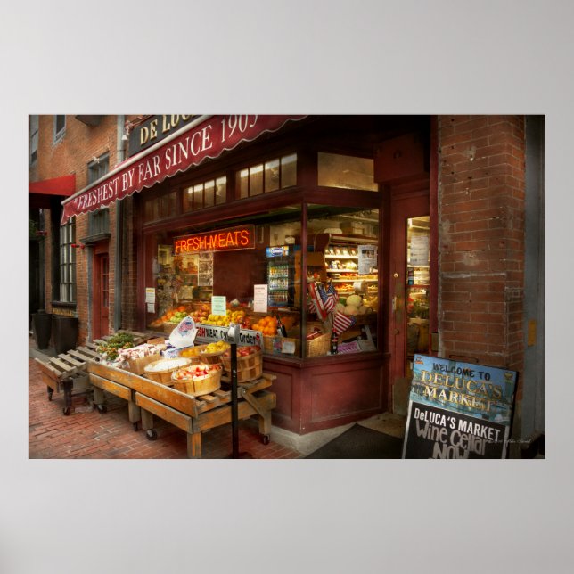 Pôster Cidade - Boston Ma - Carnes frescas e Frutas (Frente)