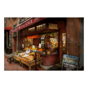 Pôster Cidade - Boston Ma - Carnes frescas e Frutas