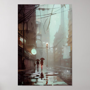 Poster cidade chuvosa