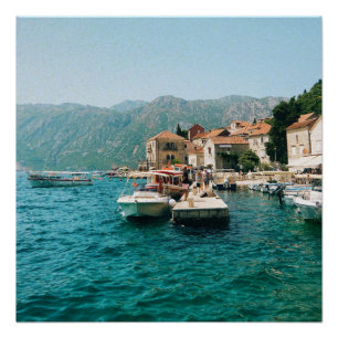 Pôster Cidade costeira de Perast, Montenegro