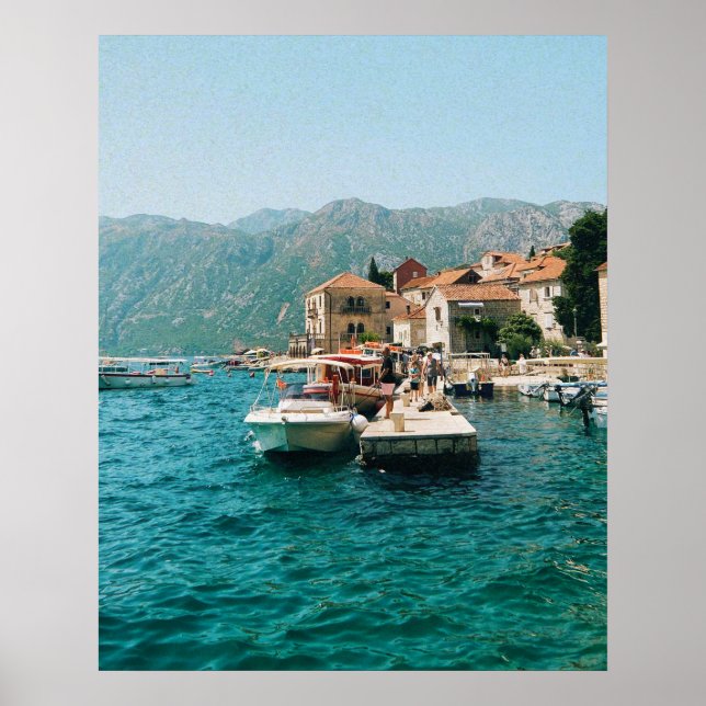 Poster Cidade costeira de Perast, Montenegro (Frente)
