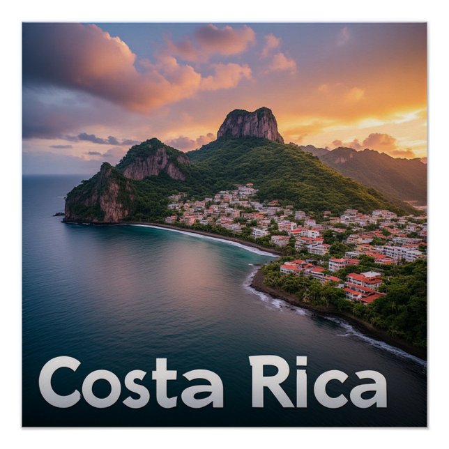 Pôster Cidade Costeira Tropical da Costa Rica (Frente)