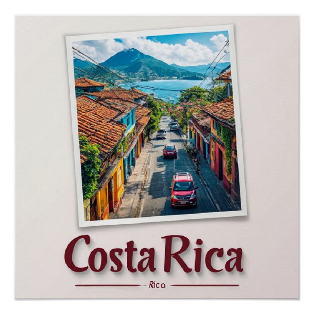 Pôster Cidade Costeira Tropical da Costa Rica (Frente)