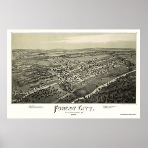 Pôster Cidade da floresta, mapa panorâmico do PA - 1889