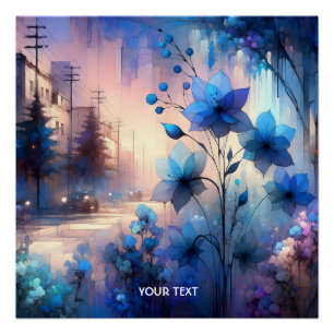 Pôster Cidade das Flores Azuis Fantasy