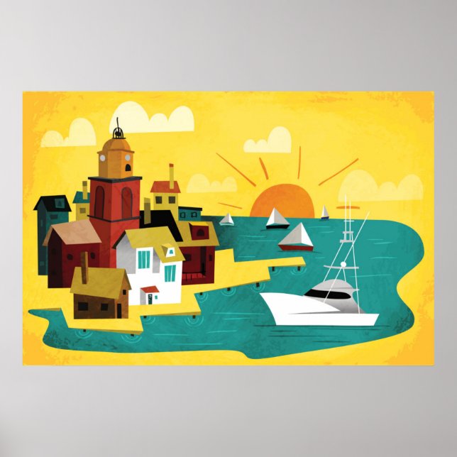 Poster Cidade de abstrato Port (Frente)