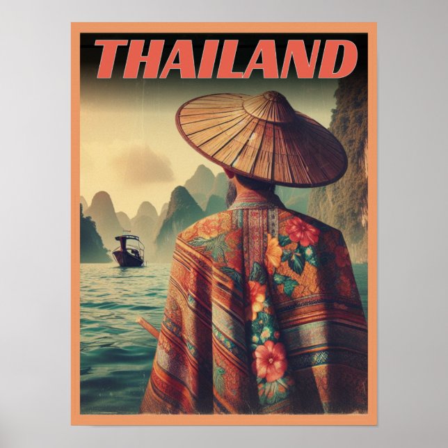 Poster Cidade de Bangkok Tailândia antigos presentes viag (Frente)