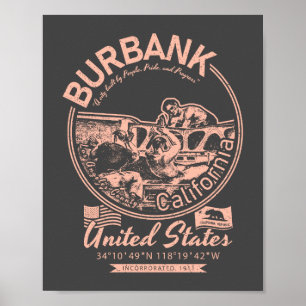 POSTER CIDADE DE BURBANK CALIFÓRNIA - PESSOAS DE BURBANK