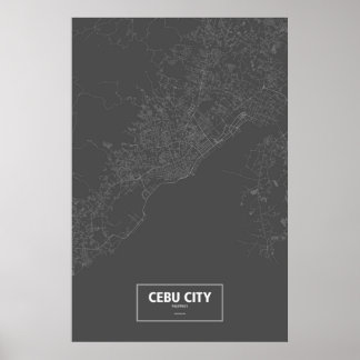 Pôster Cidade de Cebu, Filipinas (branco no preto)