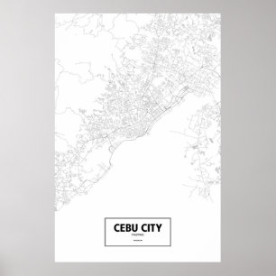 Pôster Cidade de Cebu, Filipinas (preto no branco)