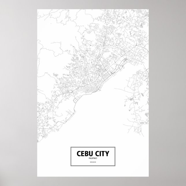 Pôster Cidade de Cebu, Filipinas (preto no branco) (Frente)