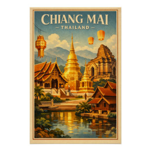 Pôster Cidade de Chiang Mai no norte da Tailândia viagem