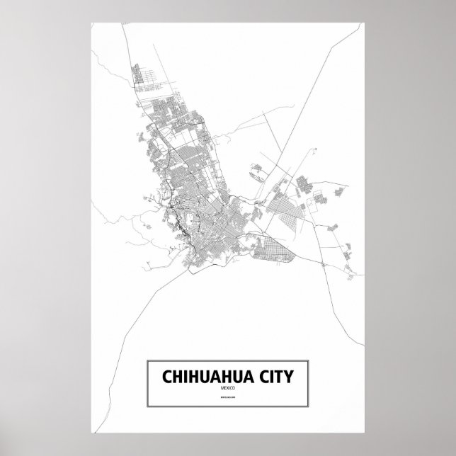Pôster Cidade de Chihuahua, México (preto no branco) (Frente)