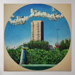 Poster Cidade de colocação em latas do verão