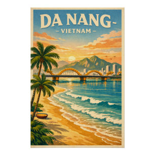 Pôster Cidade de Da Nang, Vietnã, em um clássico retrô