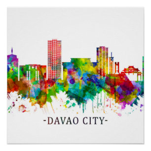Pôster Cidade de Davao Filipinas Skyline