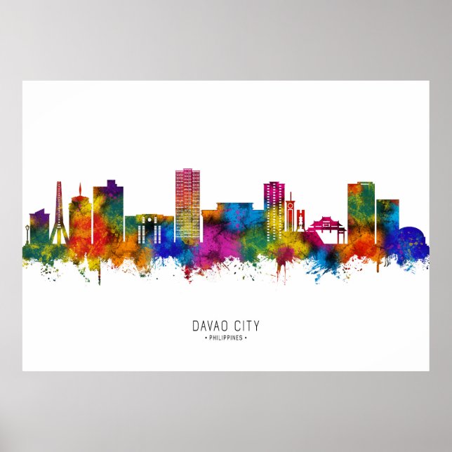 Poster Cidade de Davao Filipinas Skyline (Frente)