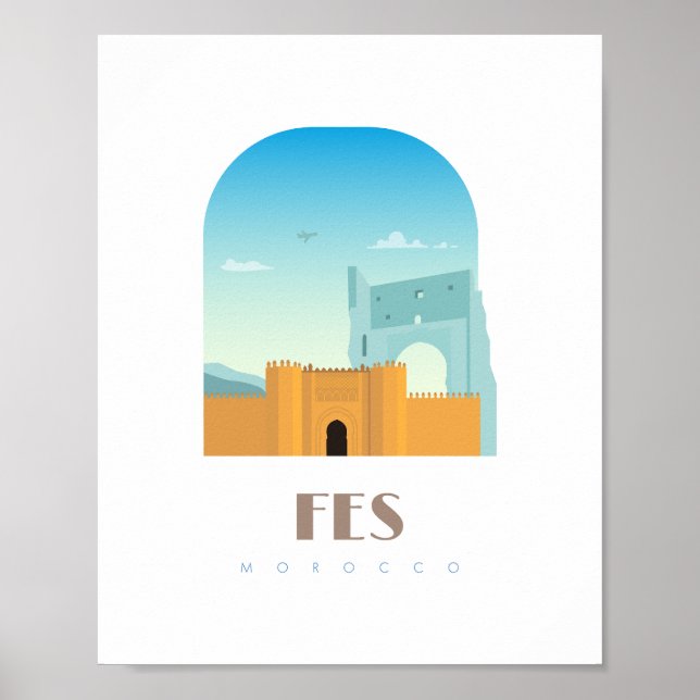 Poster Cidade de Fes morocco Skyline (Frente)