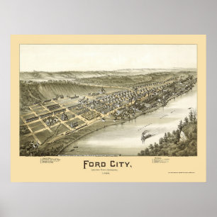 Poster Cidade de Ford, mapa panorâmico do PA - 1896