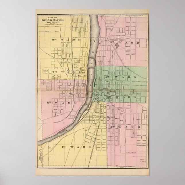 Pôster Cidade de Grand Rapids, distrito de Kent (Frente)