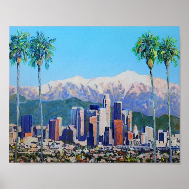 Poster Cidade de Los Angeles, Califórnia, Skyline e Mount (Frente)