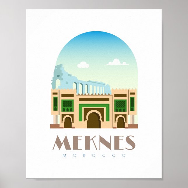 Poster Cidade de Meknes morocco Skyline (Frente)