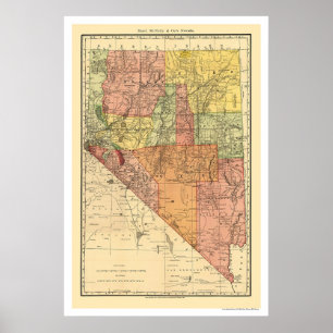 Poster Cidade de Nevada & mapa 1893 da estrada de ferro