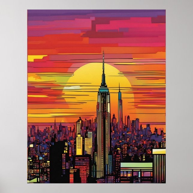 Poster Cidade de Nova York (arte pop) (Frente)