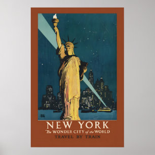 Poster Cidade de Nova York - Estátua da Liberdade Anos 19