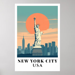 Poster Cidade de Nova York Estátua da Liberdade Arte de V