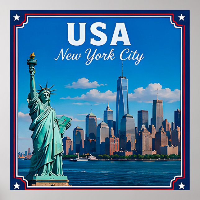 Poster 🗽 Cidade de Nova York EUA Memória da Visita à Sil (Frente)