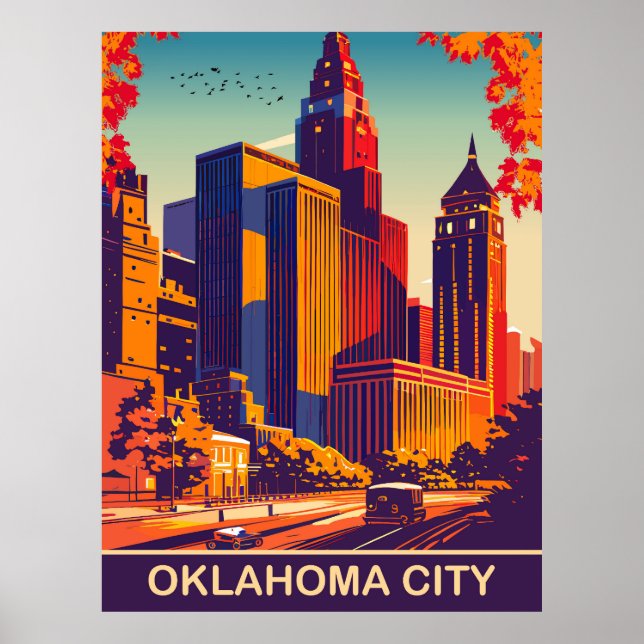 Poster Cidade de Oklahoma no Outono, Viagem (Frente)
