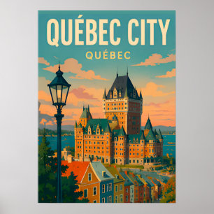 Poster Cidade de Quebec Canadá Velha Cidade Castelo Viage