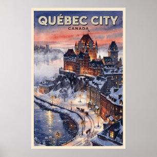 Poster Cidade de Québec Canadá Viagem Vintage