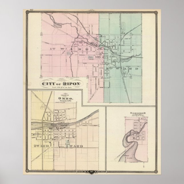 Poster Cidade de Ripon, Aldeia de Omro, Dartford (Frente)