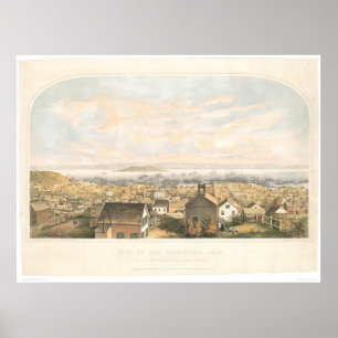 Pôster Cidade de San Francisco, CA 1852 (1065A)