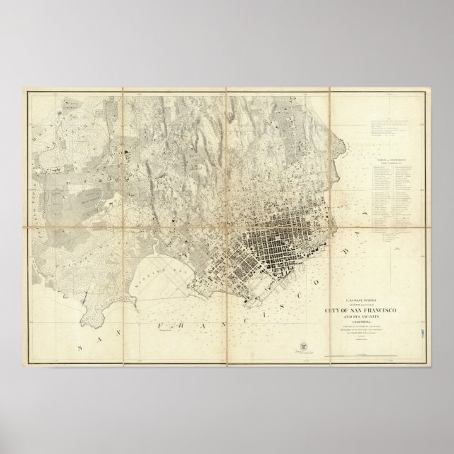 Pôster Cidade De São Francisco E Sua Próxima, Califórnia (Frente)