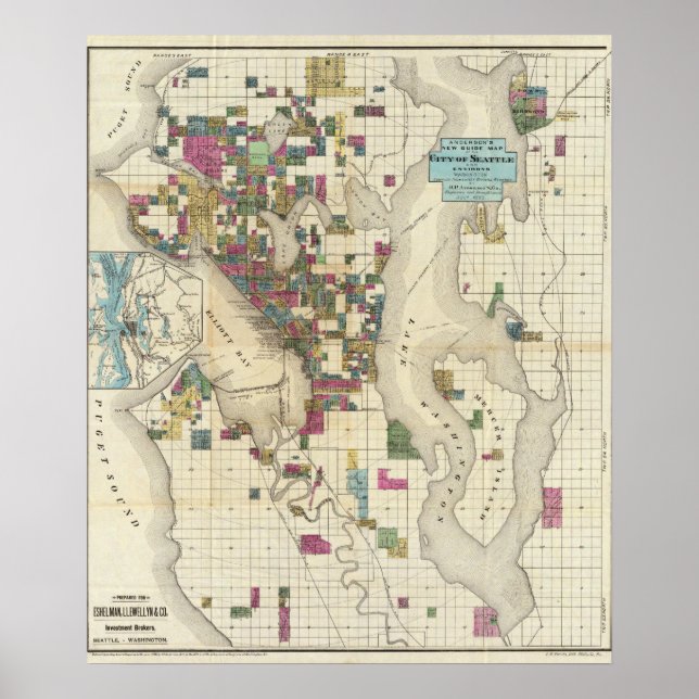 Poster Cidade De Seattle E Águas (Frente)